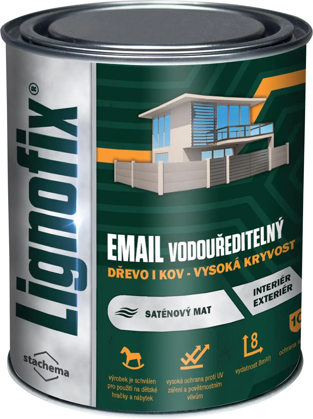 Barva vrchní Lignofix EMAIL vodouředitelný okr tmavý 0,75 l