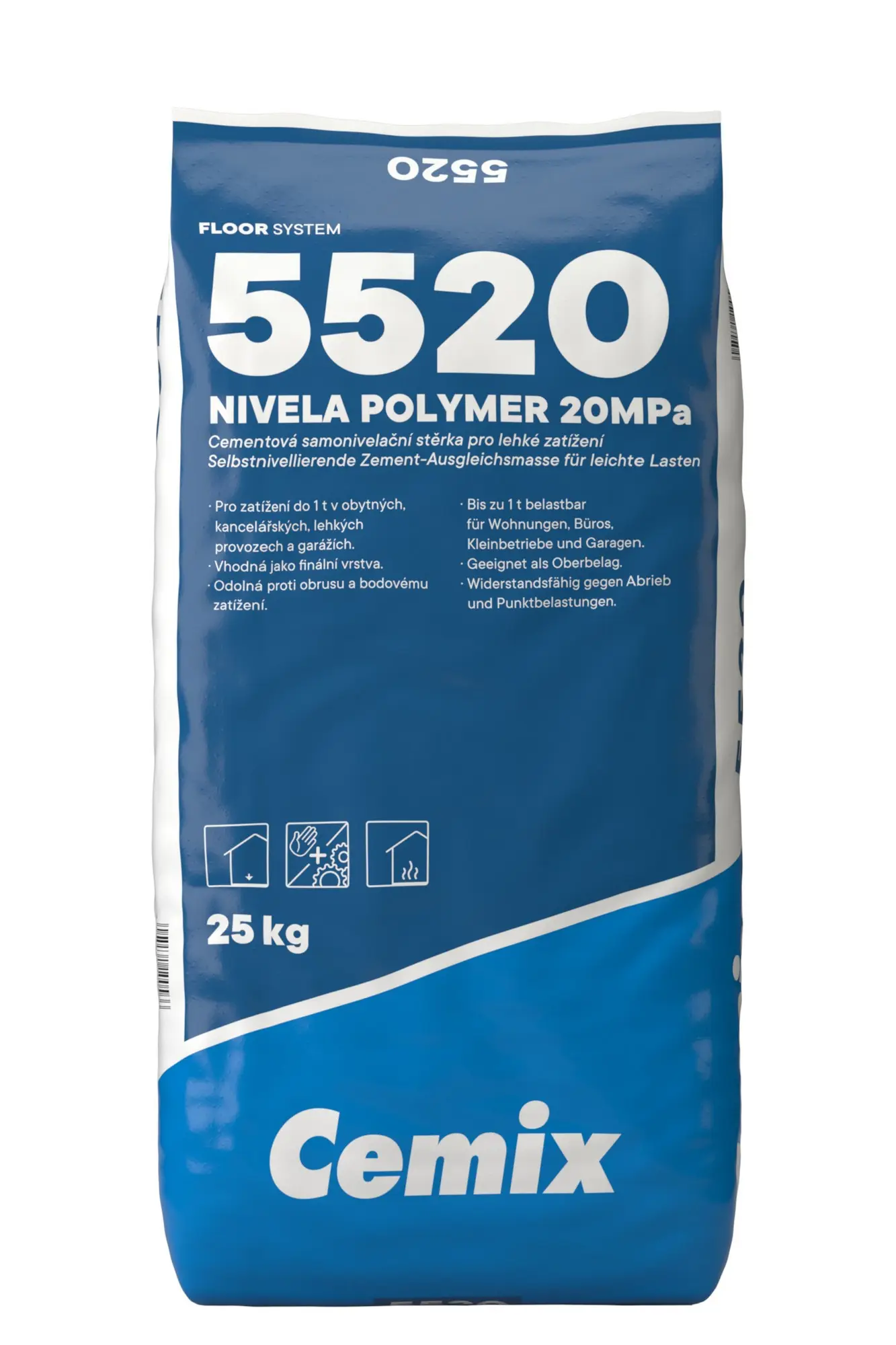Stěrka samonivelační 20 MPa Cemix 5520 Nivela Polymer 25 kg