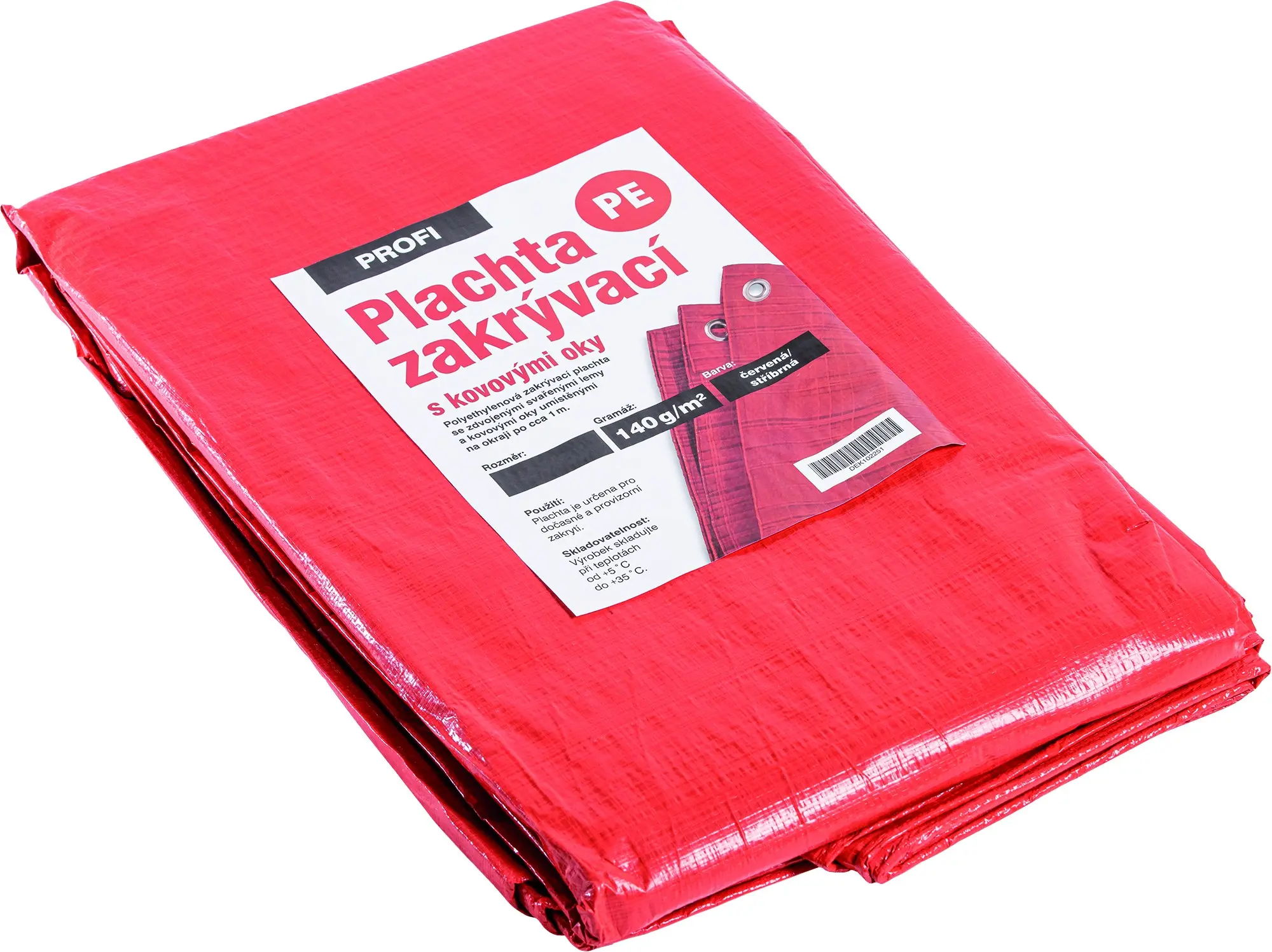 Plachta zakrývací PROFI 140 g/m2 červená/stříbrná 3×5 m