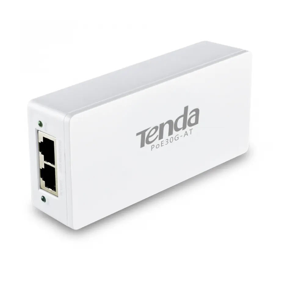 Tenda PoE30G-AT - Gigabit Power Injector, 30W, 48V, 802.3at/802.3af,PD Autodet., 2x GbE LAN