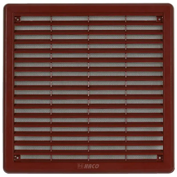 Mřížka větrací se sítí a krytkou HACO VM K 250×250 mm hnědá