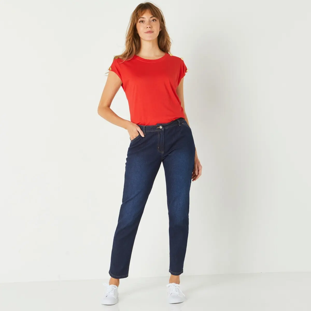 Džíny mom, strečový denim