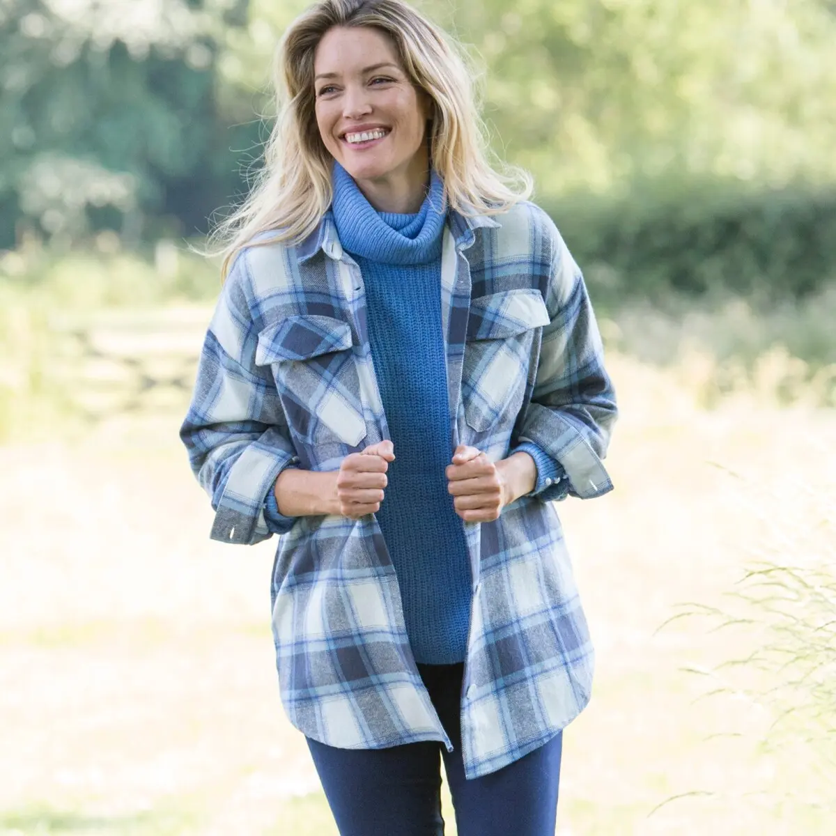 Kostkovaná košilová bunda z česaného flanelu