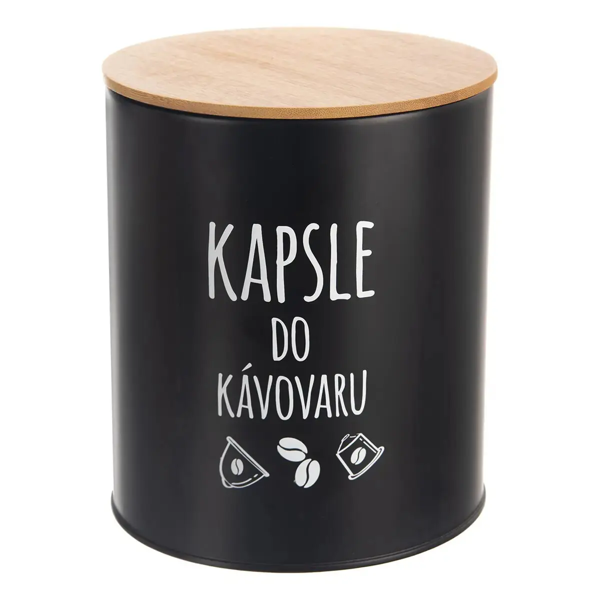 Tvoříme vaši domácnost - Orion Dóza - na kapsle, plech/bambus, černá, 1 ks