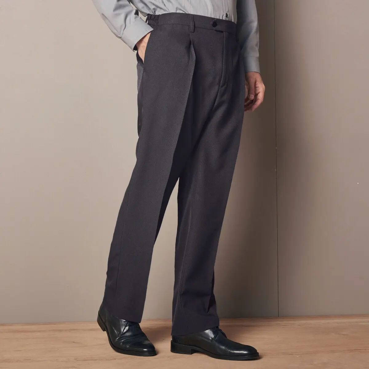 Kalhoty s nastavitelným pasem, polyester šedá antracitová