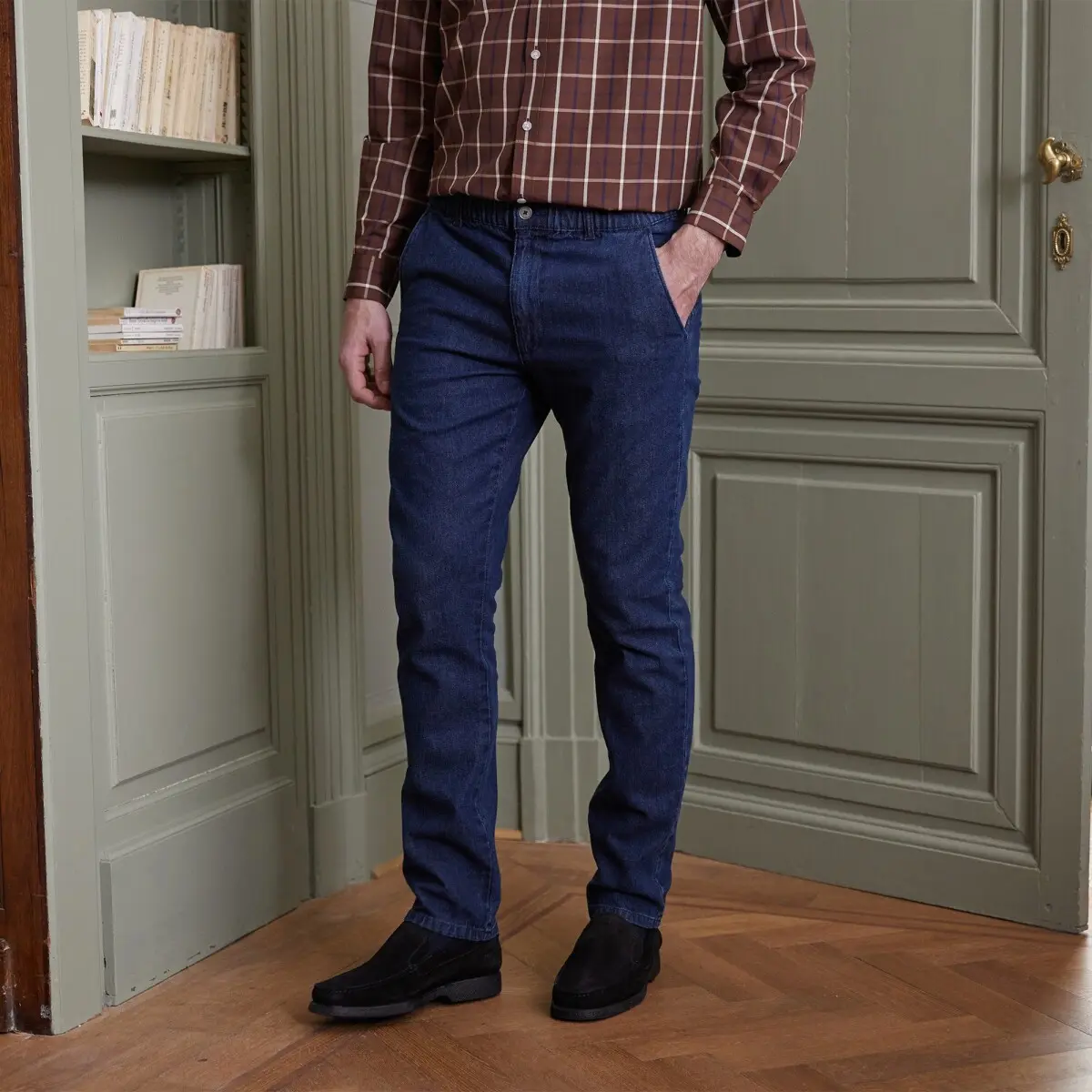 Džíny, klasický střih a pružný pas