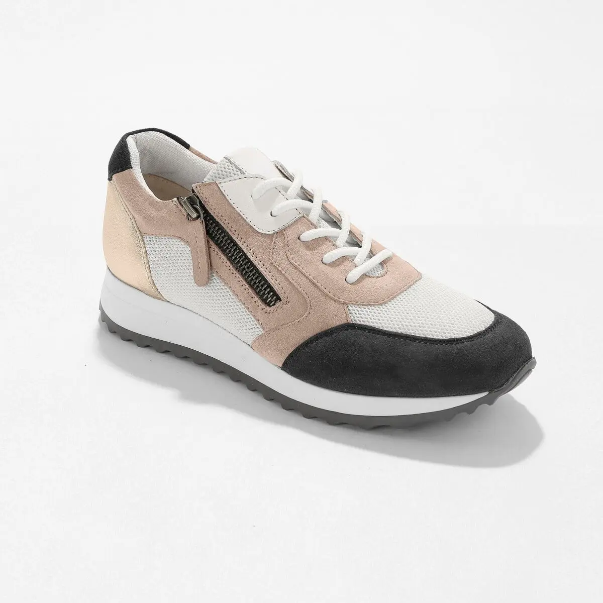 Kožené running sneakers na klínové podrážce