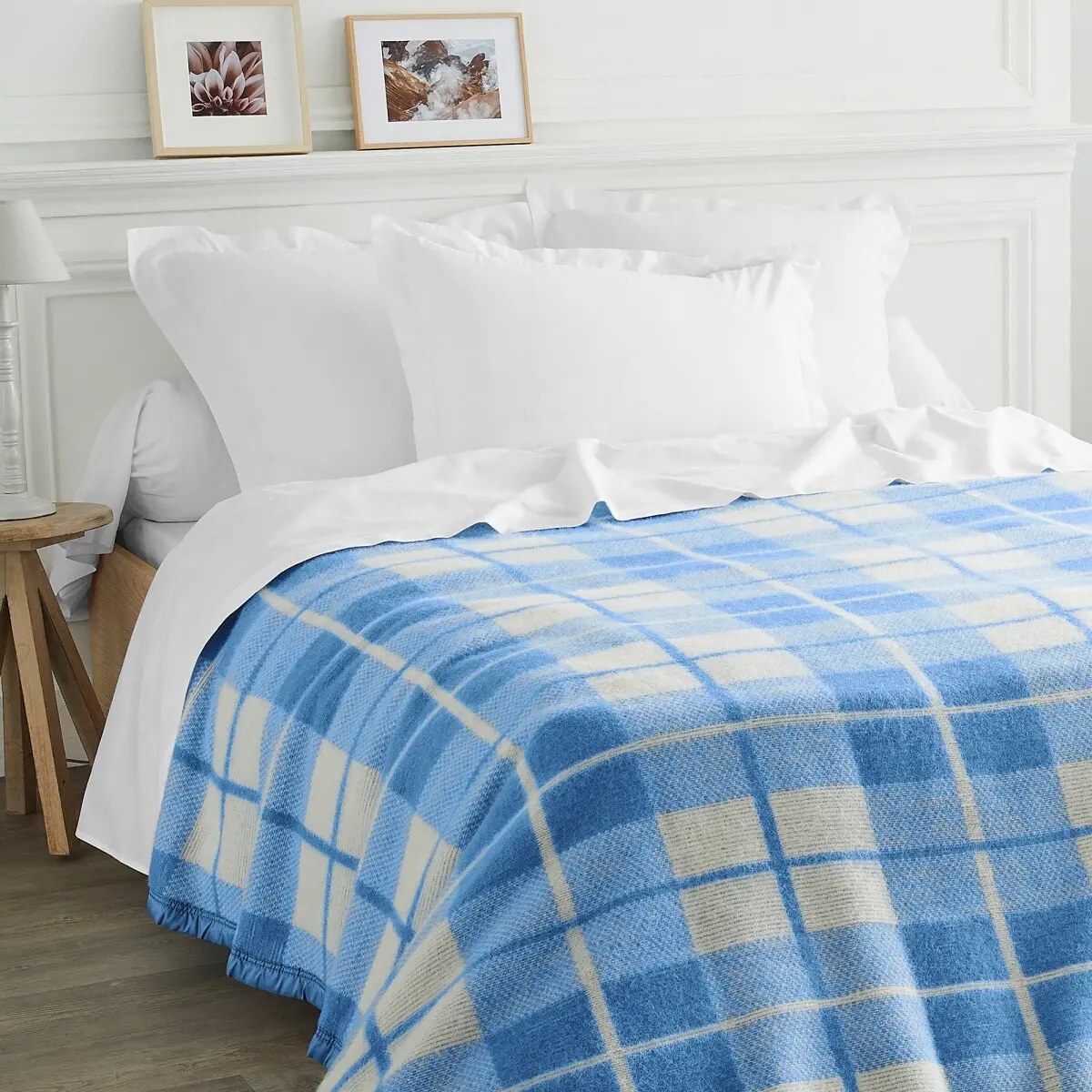 Kostkovaná přikrývka z vlny Woolmark
