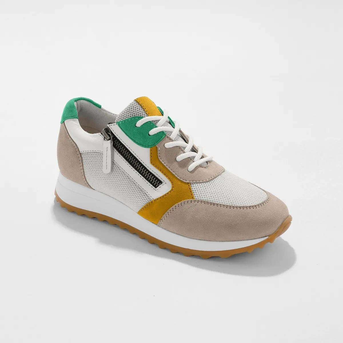 Kožené running sneakers na klínové podrážce