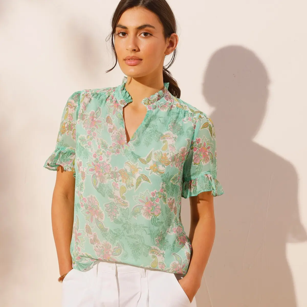 Halenka s potiskem, recyklovaný polyester zelená/růžová