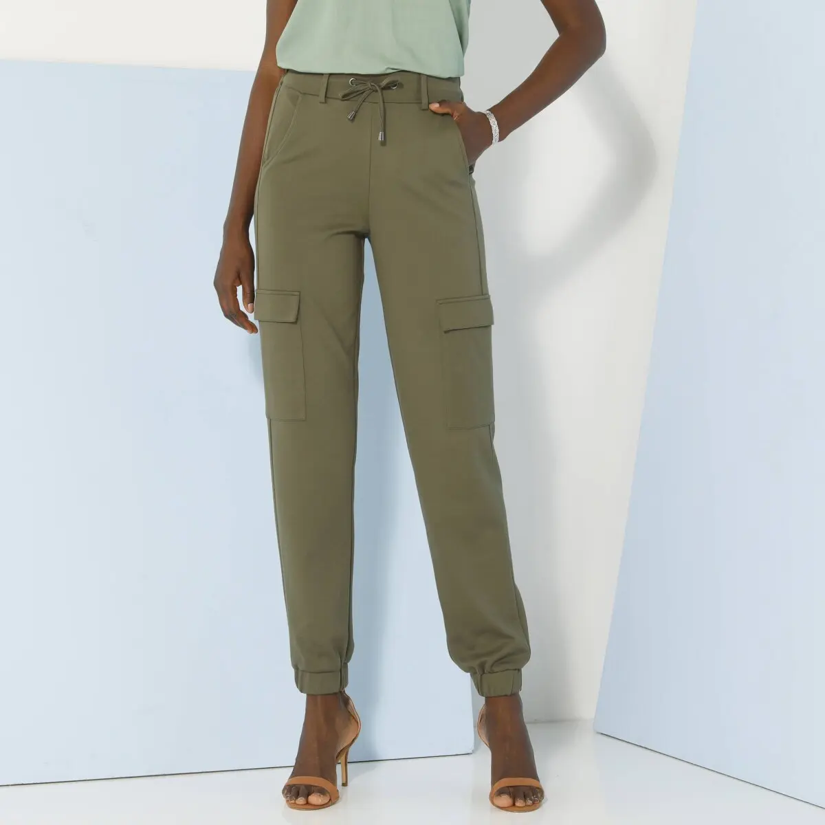 Cargo kalhoty z úpletu Milano khaki