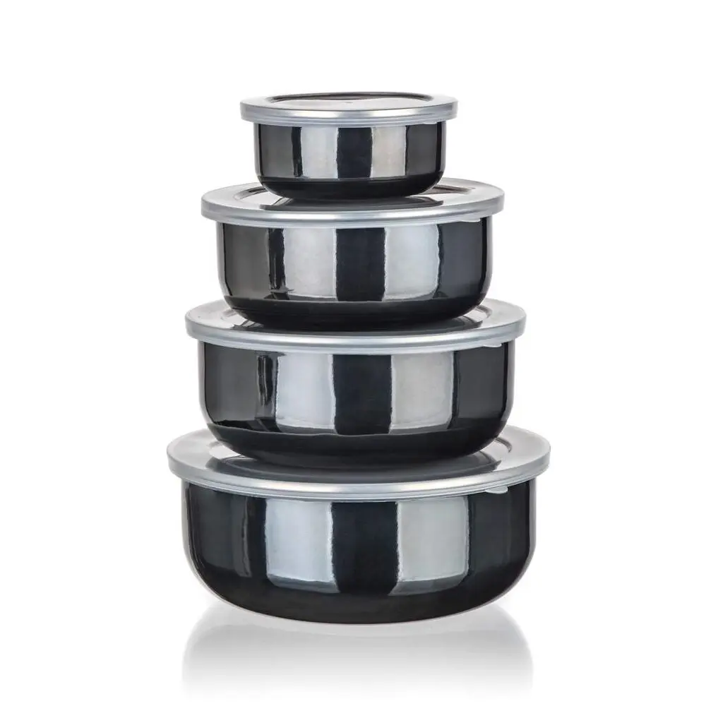 Banquet Sada smaltovaných misek METALLIC Black, 8 ks