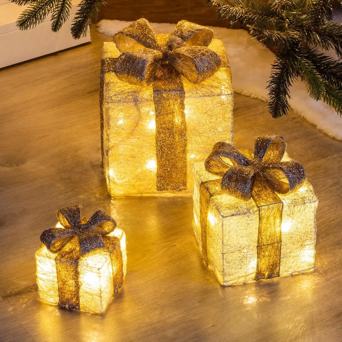 LED světelná dekorace Dárky, sada 3 ks