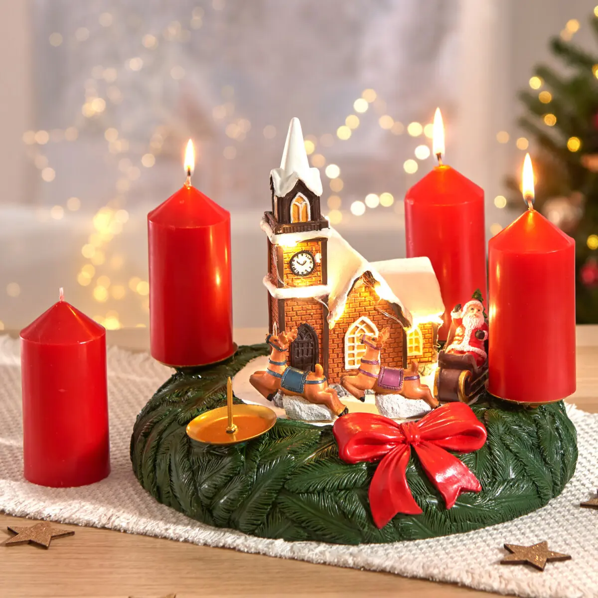 Adventní LED věnec  Vánoční kostel
