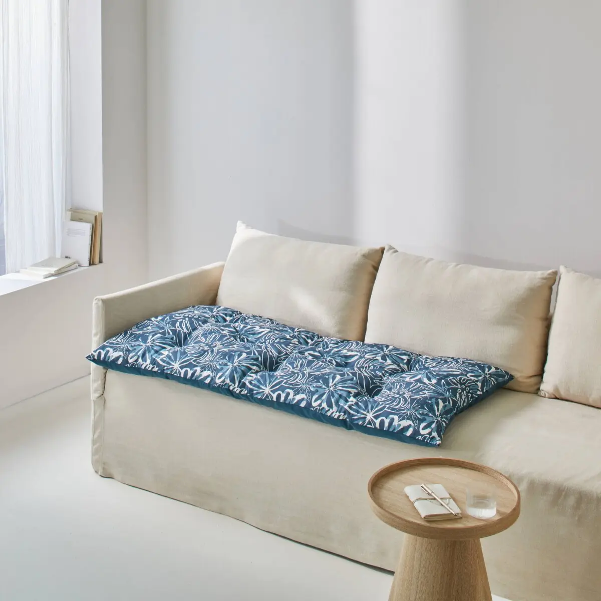 Přikrývka z mikrovlákna s potiskem tropických listů 400g/m2 modrá 60x120x10 cm