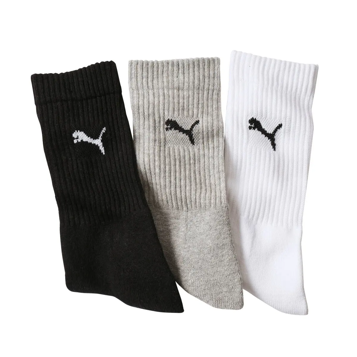 Sada 3 párů ponožek PUMA Crew šedá+bílá+černá