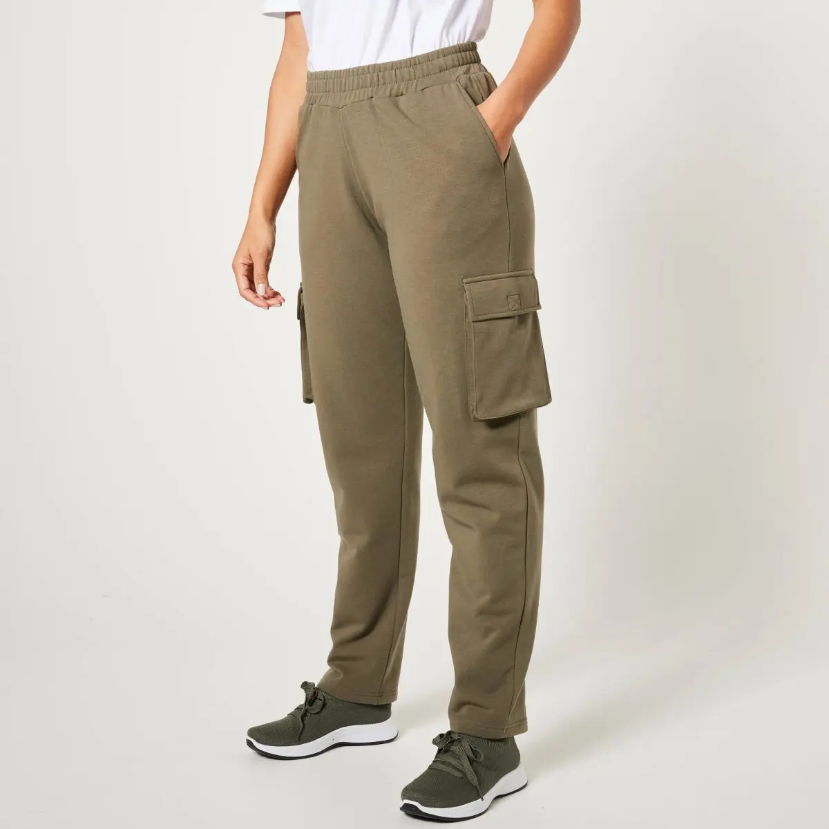 Moltonové jogging kalhoty s kapsami khaki