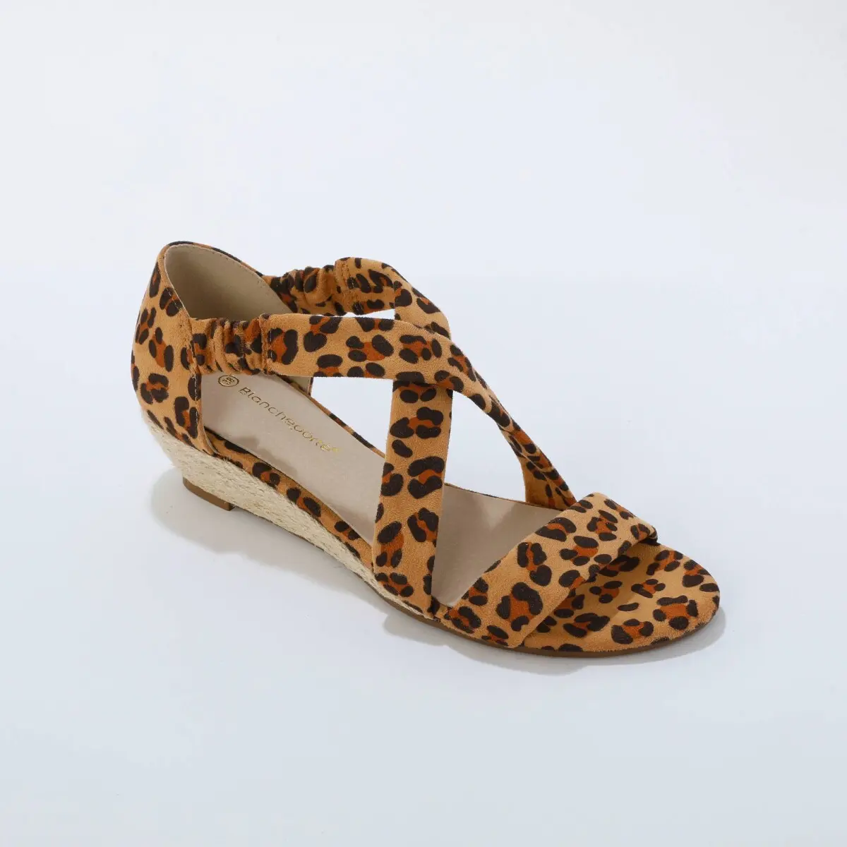 Sandály s leopardím vzorem na klínovém podpatku vzor leopard