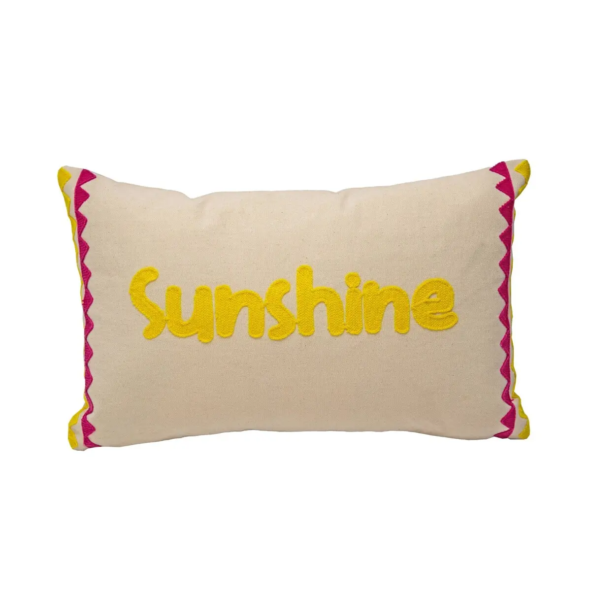 Obdélníkový polštář s výšivkou Sunshine režná/žlutá