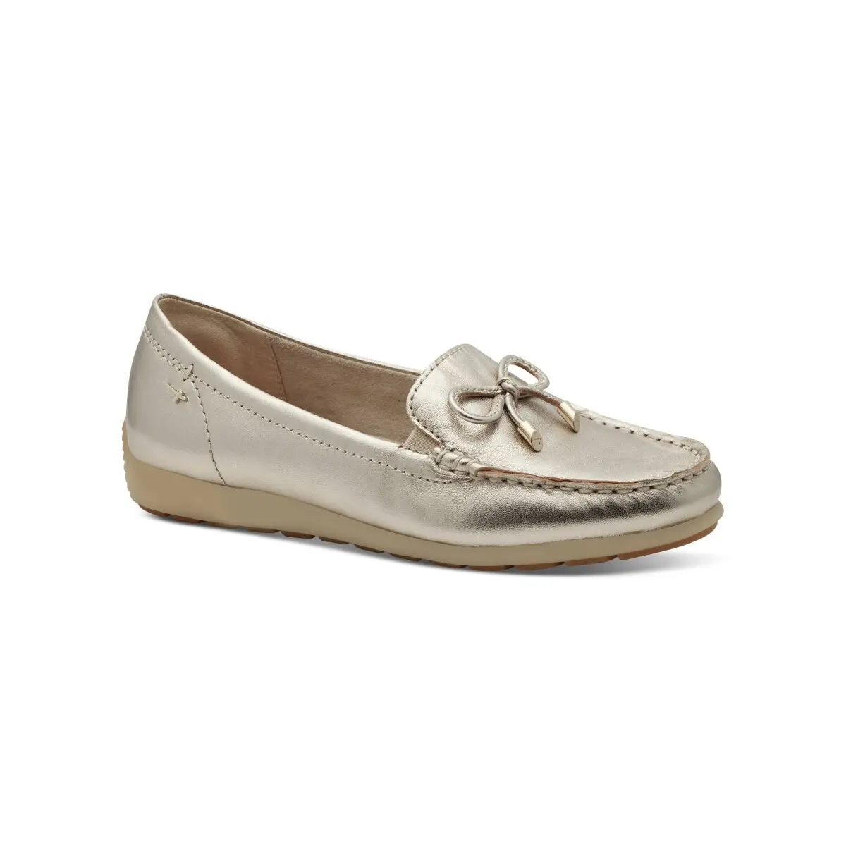 Kožené lesklé mokasíny Tamaris Comfort® zlatá