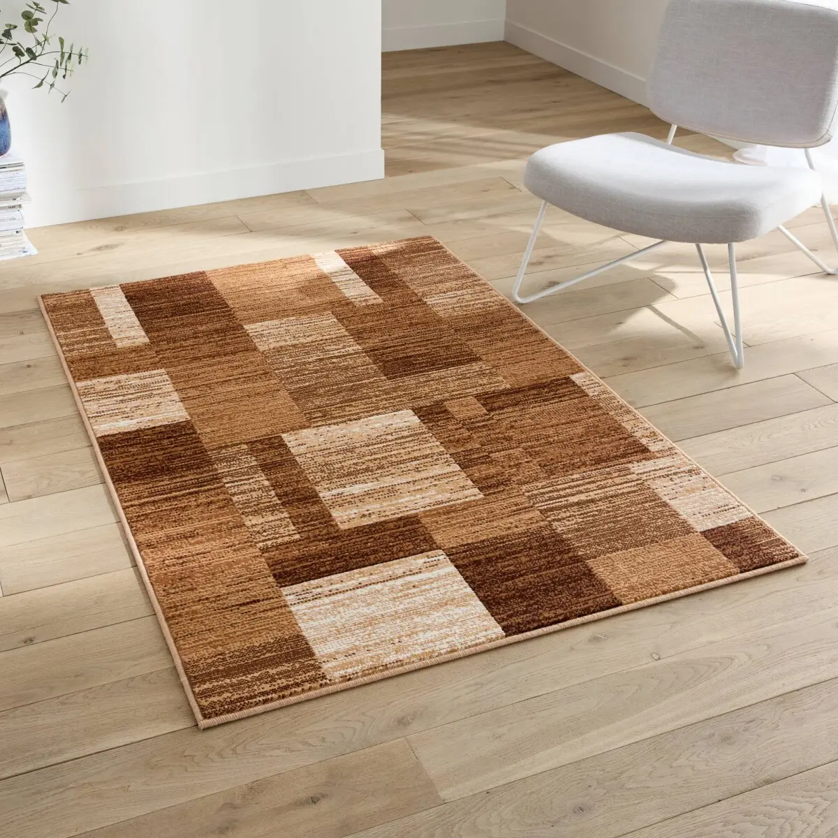 Dekorativní koberec s patchwork vzorem hnědošedá 80x150 cm
