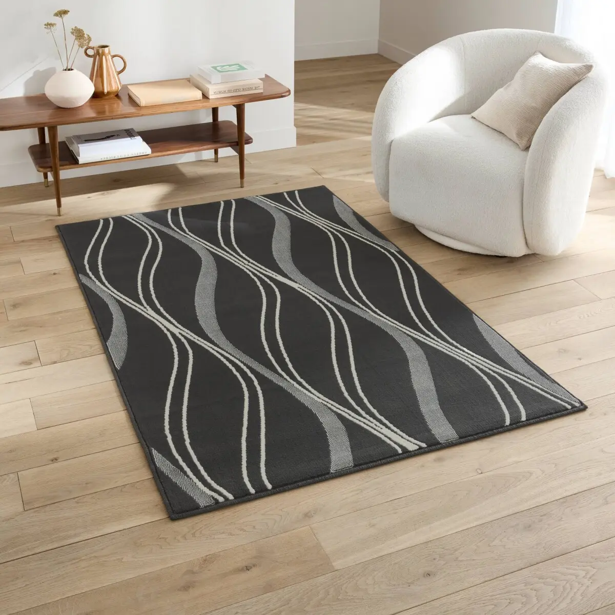 Dekorativní koberec se vzorem vlnek šedá 60x110 cm