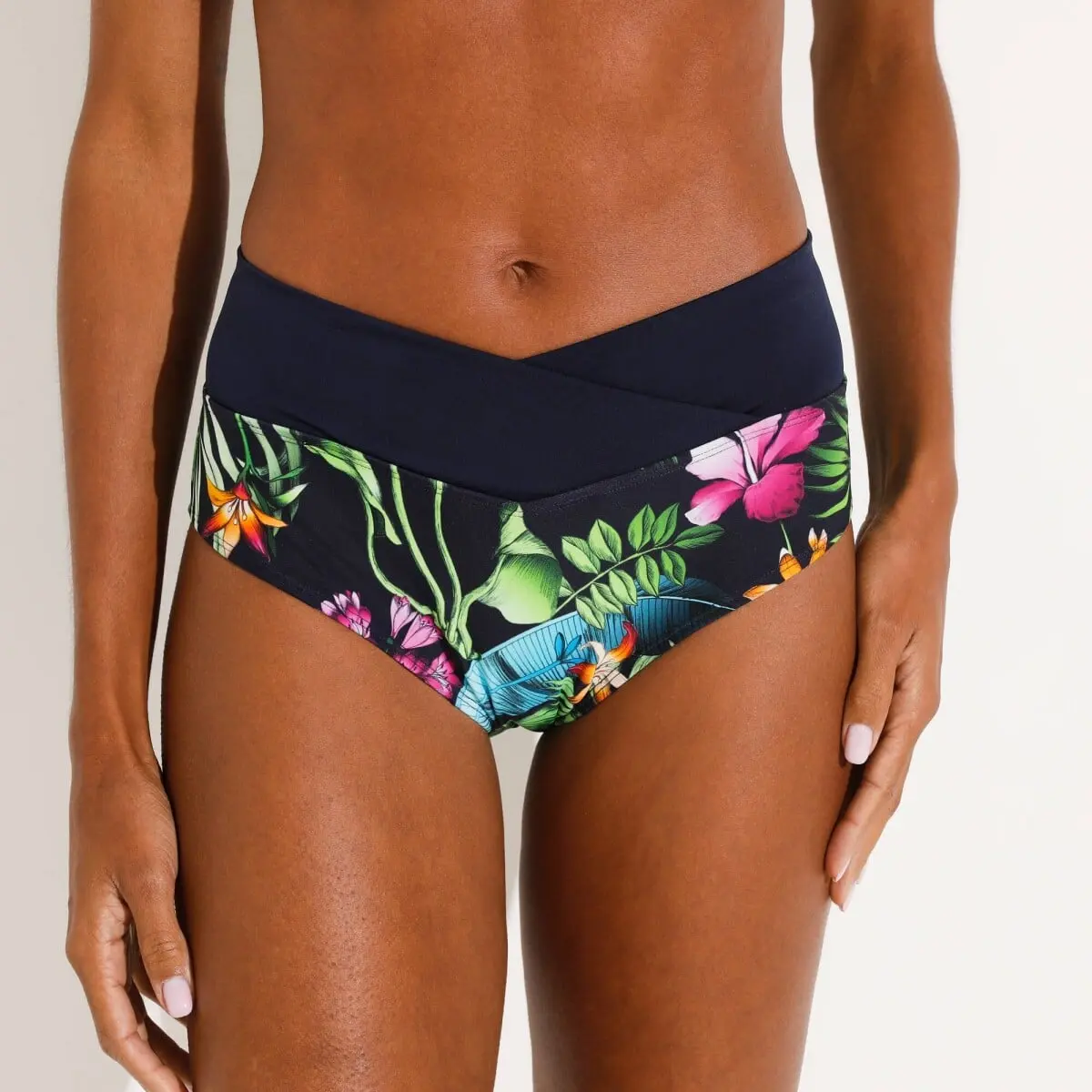 Plavkové kalhotky Banna s vysokým pasem a potiskem nám. modrá/vícebarevná