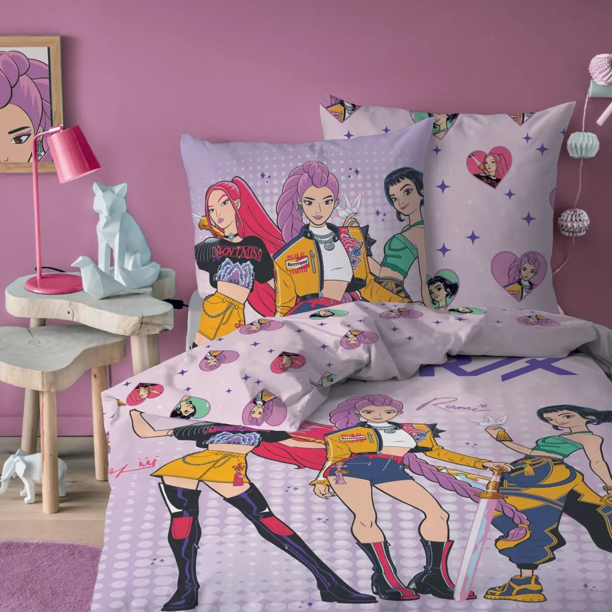 Povlečení K-pop Lovkyně démonů Heart®, bavlna růžová