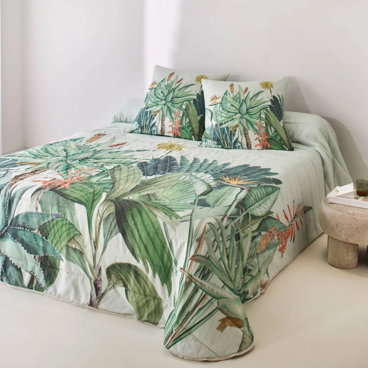 Prošívaný přehoz na postel Tropical zelená 230x250 cm