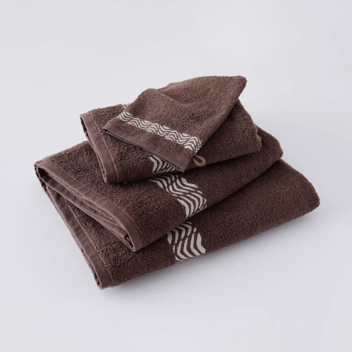 Koupelnový textil s originálním vyšitým lemem 420g/m2 čokoládová