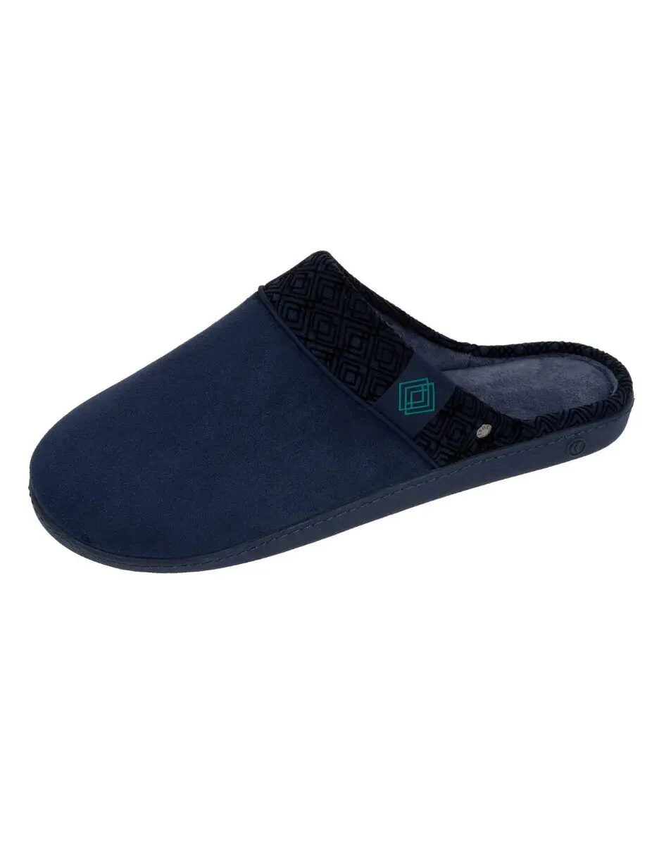 ISOTONER Velurové domácí pantofle, ergonomicky tvarované nám.modrá/zelená