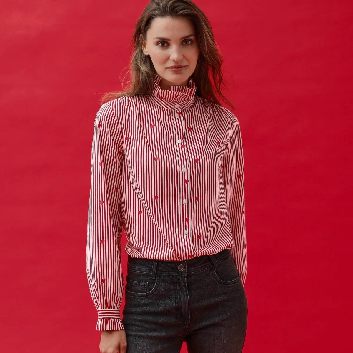Pruhovaná halenka se srdíčky
