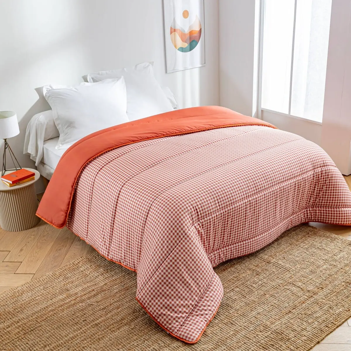 Přikrývka s kostkovaným vichy vzorem, z mikrovlákna 200g/m2 tomatová 200x200 cm