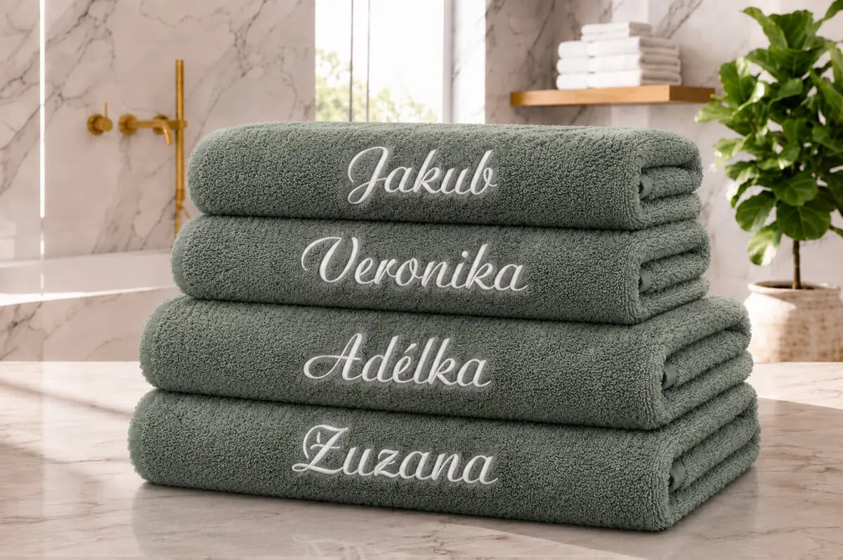 Froté ručník s výšivkou tmavě šedá