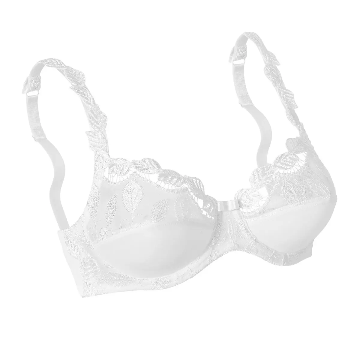 Polovyztužená podprsenka Rima zn. Confidence Lingerie® z mikrovlákna a vyšívaného tylu, s kosticemi bílá