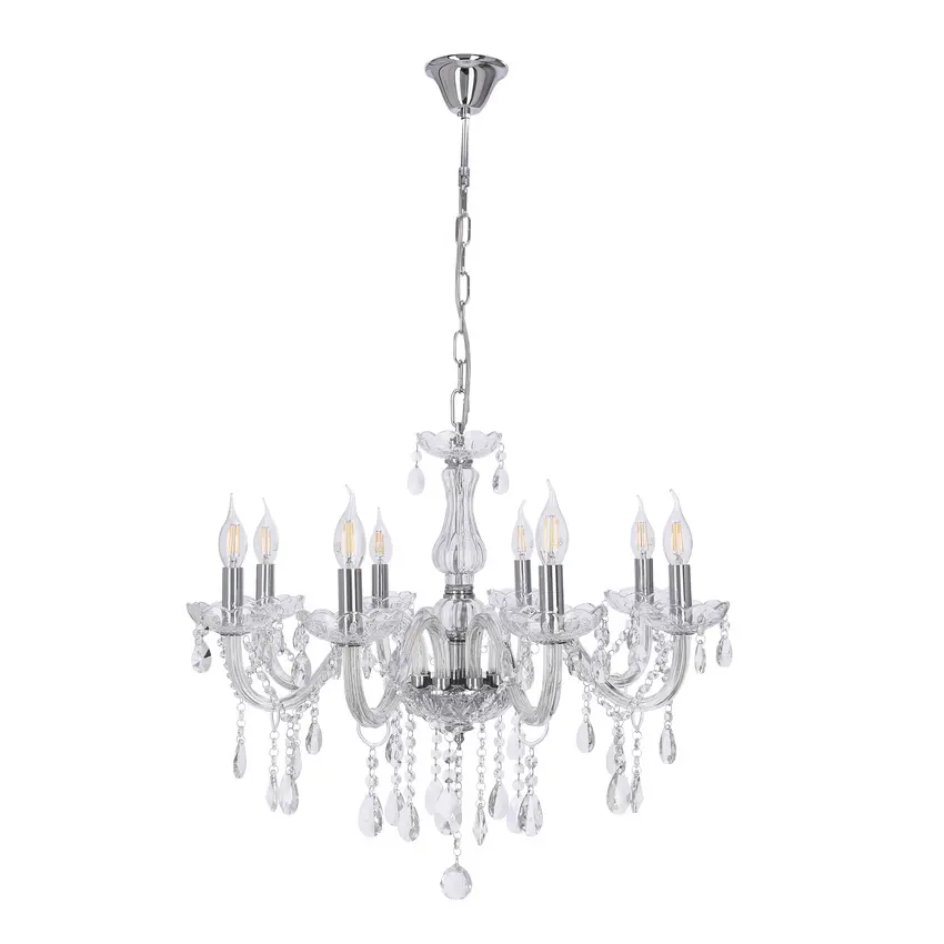 Závěsná lampa Cristallo chrom 8x40W E14 transparentní