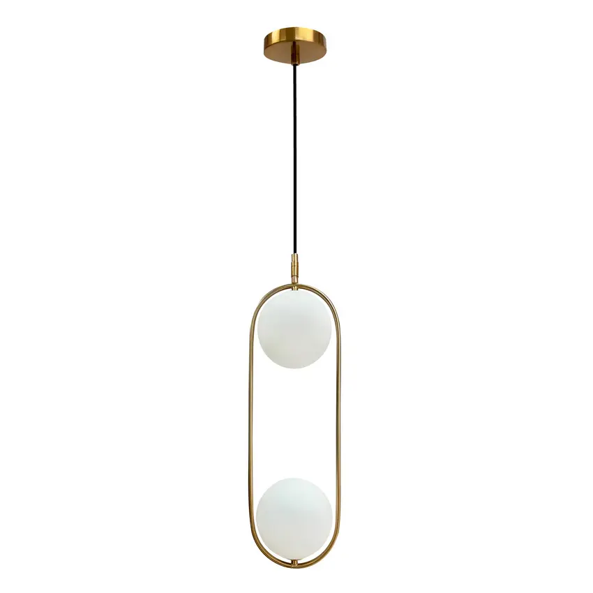 Závěsná lampa Cordel, kartáčované zlato, 2x28W, G9, bílé stínidlo