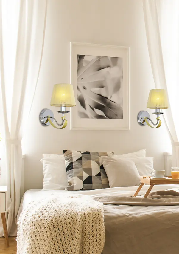 Nástěnná lampa chrom/stínidlo se zlatým vláknem E14 40W Diva