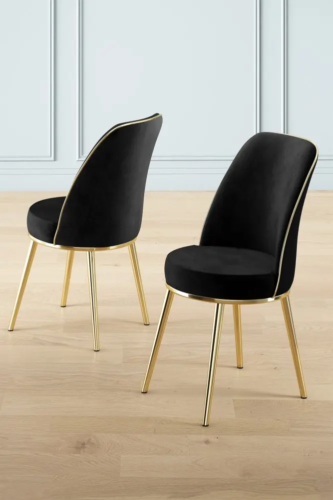 Sada židlí (6 kusů) Pefa - Black, Gold