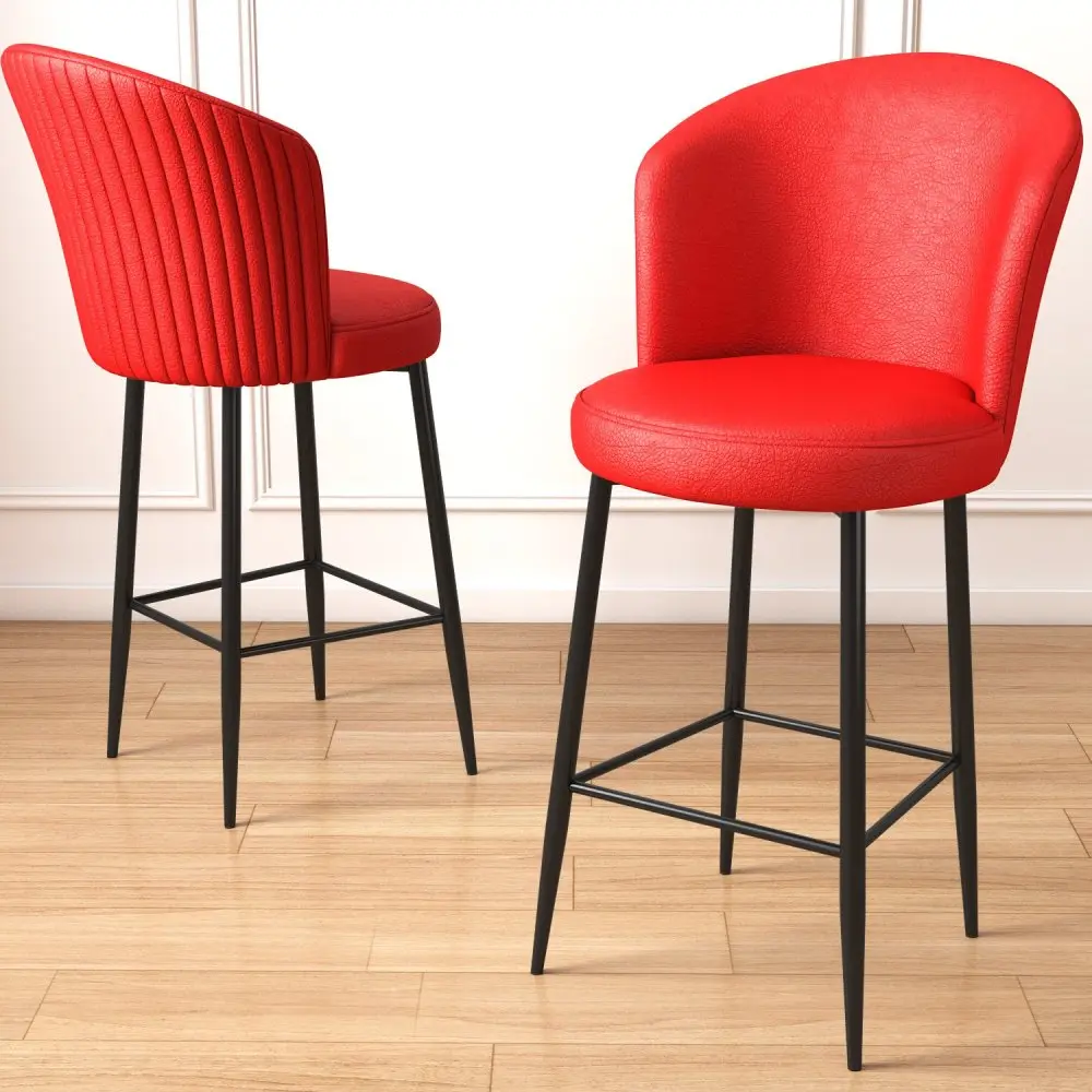 Bar Stool Set (6 Pieces) Uras - Red, Black