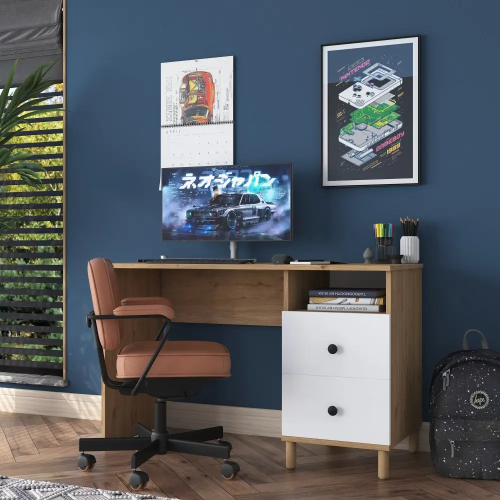 Kalune Design Psací stůl Hanis 120 cm ořech/bílý