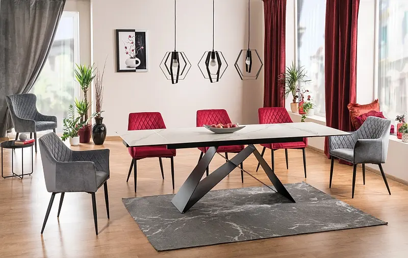 Signal Jídelní rozkládací stůl Westin 160/240 cm keramika černý/bílý mramor