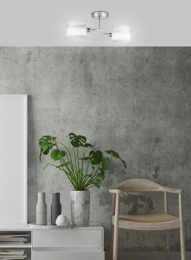 Dvojitá nástěnná lampa, saténový nikl, tkané stínidlo, 2x40W, Sax
