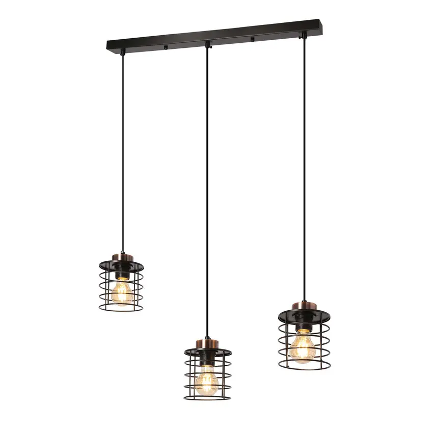 Stropní závěsná lampa černá páska 3xE27 Glob
