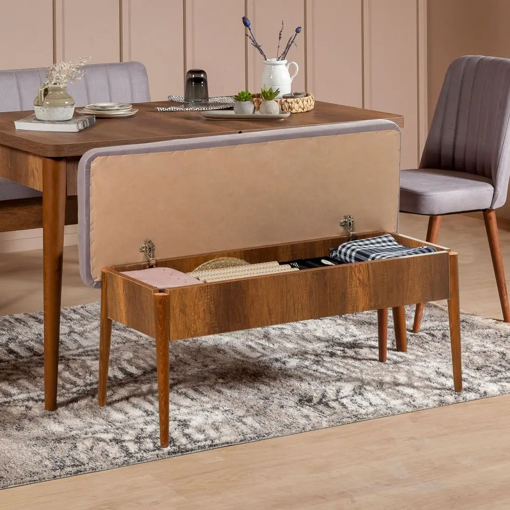 Kalune Design Lavice VINA I s úložným prostorem 110 cm ořech/šedá