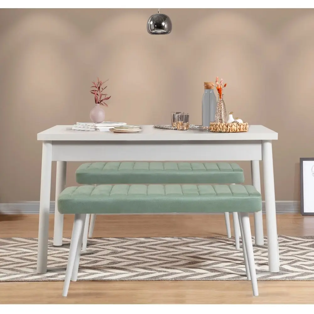 Jídelní set se stolem a lavicí (3 kusy) Costa 0400 - White, Green