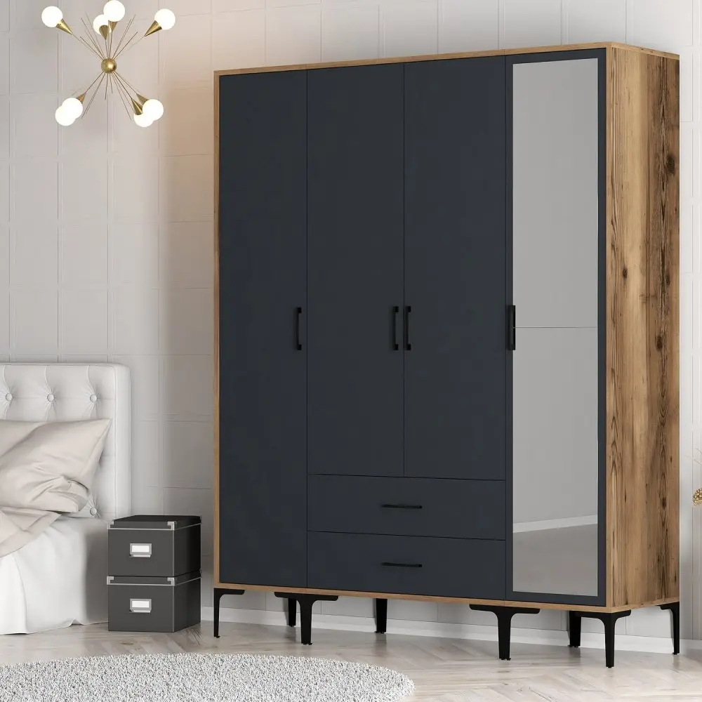 Šatní skříň Kumsal STR - Walnut, Anthracite