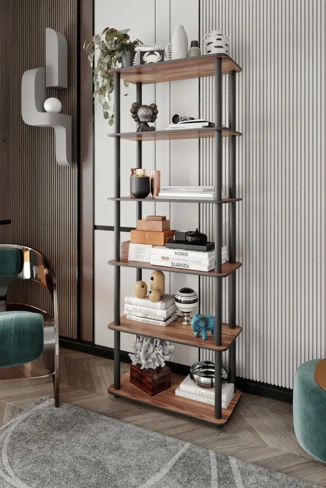 Knihovna Bookcase 6 Rect - Walnut