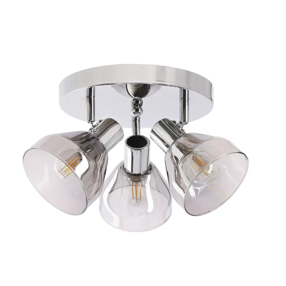 GRAZIA lampa sufitowa plafon chromowy 3x40W E14 klosz dymiony