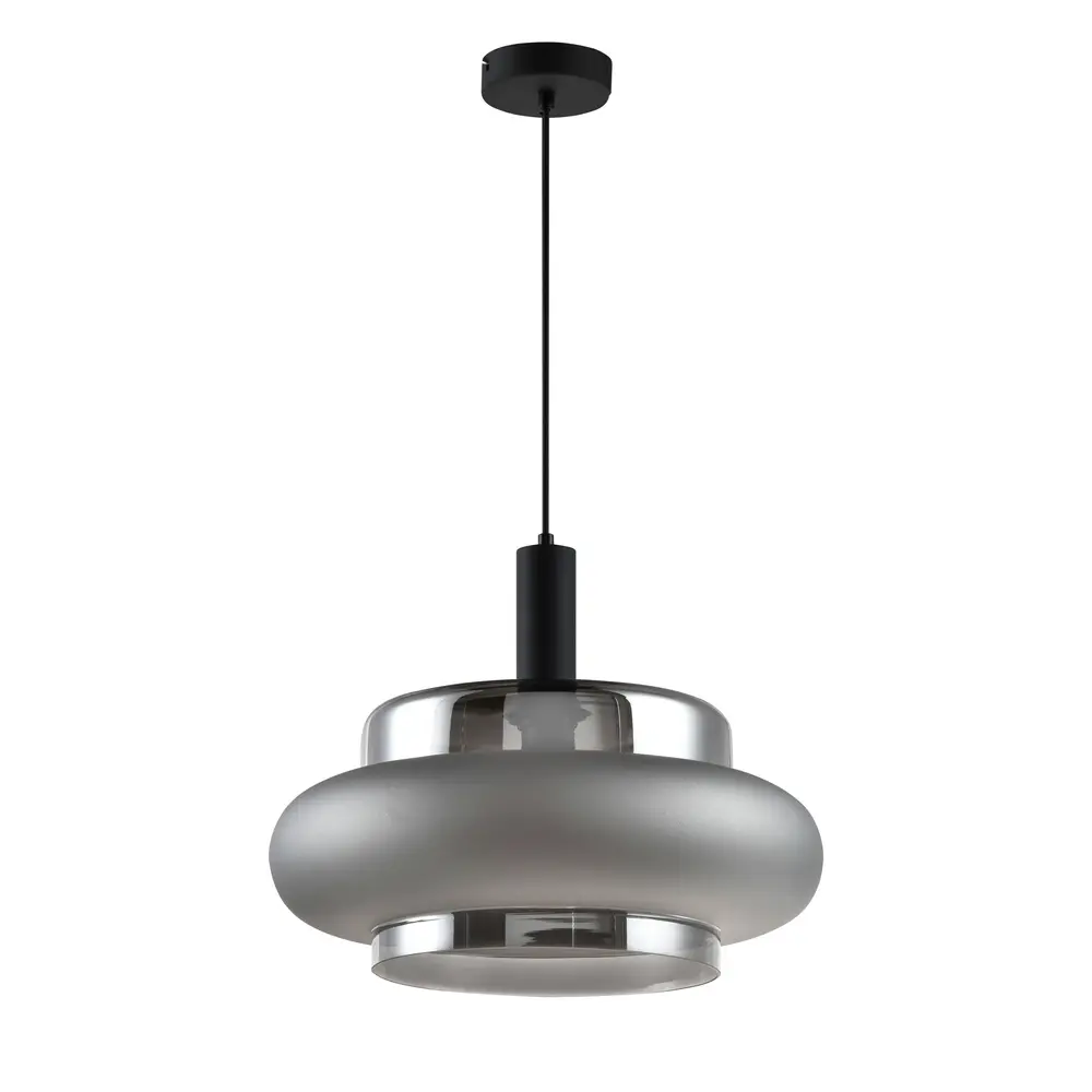 Lampa wisząca Brizi szklana czarna z dymionym kloszem do jadalni nad stół